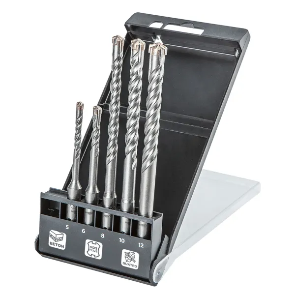 Zestaw wierteł do betonu SDS Plus, quatro, zestaw 5 szt. - 5, 6 x 110 mm + 8, 10, 12 x 160 mm