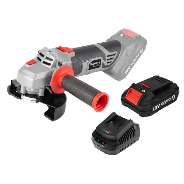 Szlifierka kątowa akumulatorowa Energy+ 18V, 125mm + akumulator 2Ah + ładowarka